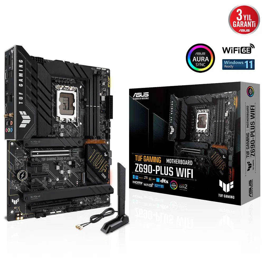 ASUS TUF Gaming Z690-Plus WIFI Intel Z690 Soket 1700 DDR5 6000(OC)MHz ATX Gaming (Oyuncu) Anakart