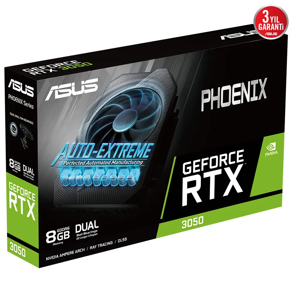 ASUS Phoenix GeForce RTX 3050 8G PH-RTX3050-8G 8GB GDDR6 128Bit DX12 Gaming (Oyuncu) Ekran Kartı
