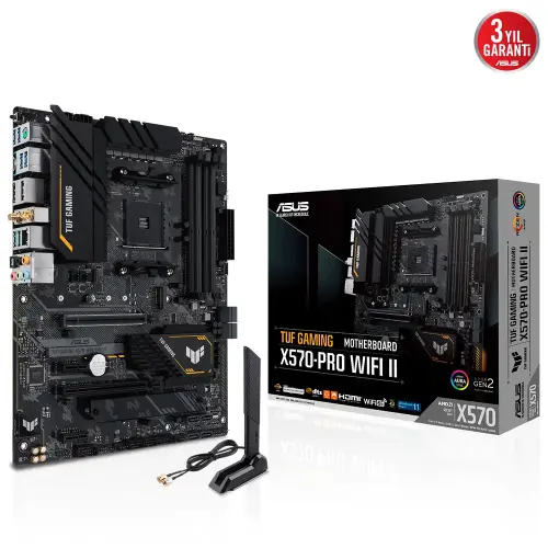 Asus TUF Gaming X570-PRO WIFI II AMD X570 Soket AM4 DDR4 5100(OC)MHz ATX Gaming (Oyuncu) Anakart