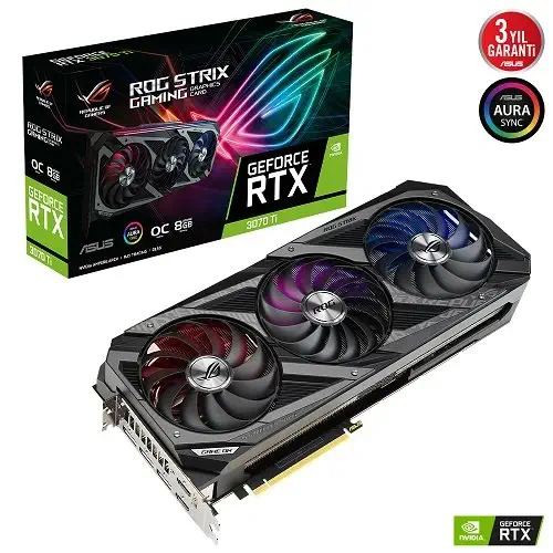 Asus ROG Strix GeForce RTX 3070 Ti OC ROG-STRIX-RTX3070TI-O8G-GAMING 8GB GDDR6X 256Bit DX12 Ekran Kartı + Asus Prime B450M-K II AMD B450 Soket AM4 DDR4 4400(OC)MHz mATX Anakart