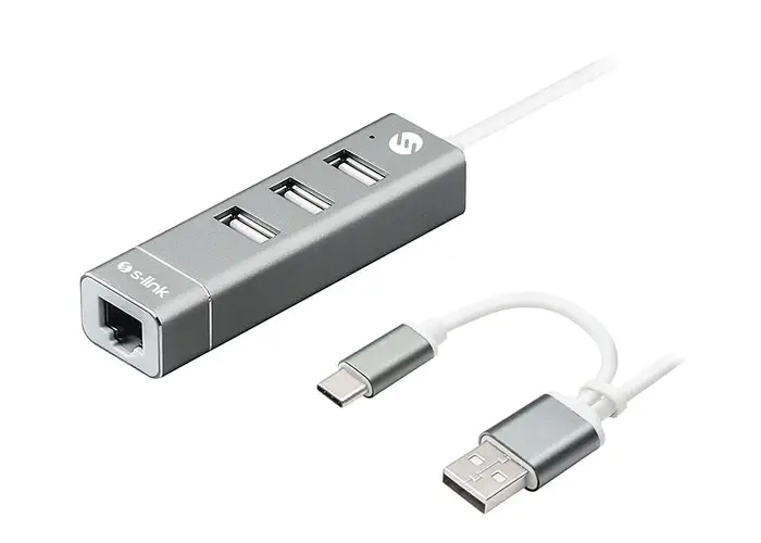 S-Link Swapp SW-U222 Type-C USB 2.0 3 Port USB Ethernet Adaptör