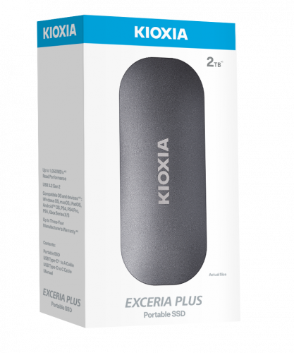 Kioxia Exceria Plus LXD10S002TG8 2TB 1050/1000MB/s USB 3.2 Gen2 Type-C Taşınabilir SSD Disk