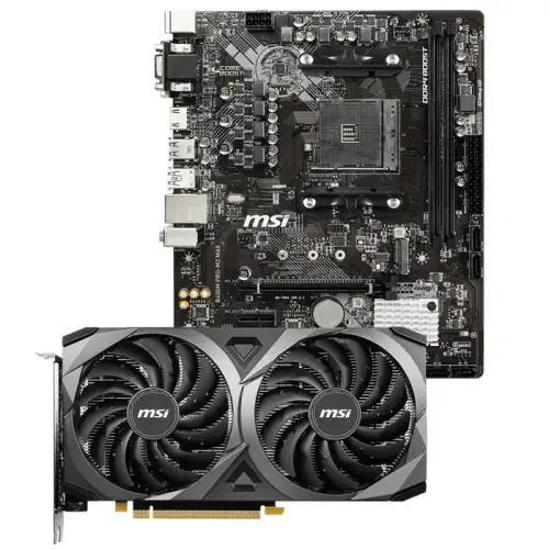 MSI GeForce RTX 3060 Ti Ventus 2X 8G OCV1 LHR 8GB GDDR6 256Bit DX12 Ekran Kartı + MSI B450M PRO-M2 MAX AMD B450 Soket AM4 DDR4 4133(OC)MHz mATX Anakart Bundle
