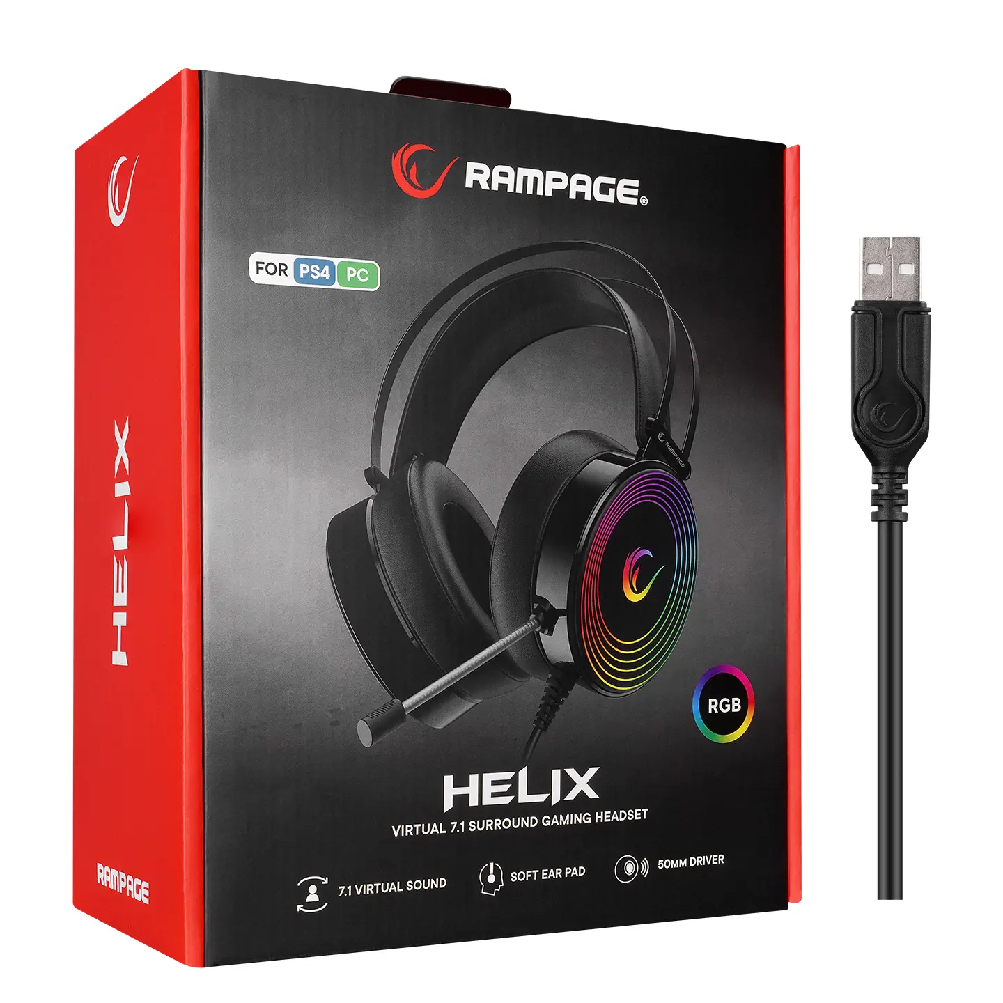 Rampage RM-K97 HELIX 7.1 Surround RGB Mikrofonlu Kablolu Gaming (Oyuncu) Kulaklık