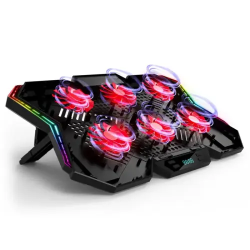 Rampage AD-RX44 X-GALE 6xFan 2xUSB LCD Göstergeli RGB 10-17″ Notebook Soğutucu