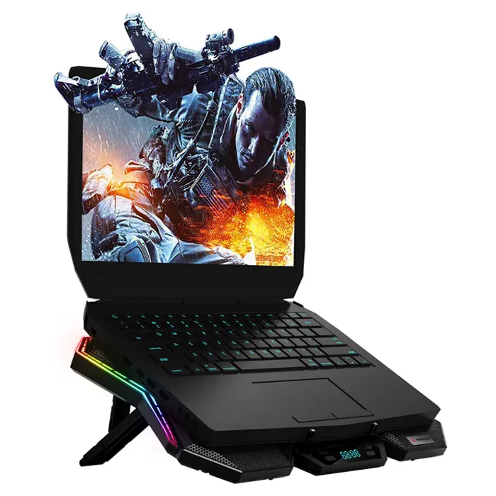Rampage AD-RX44 X-GALE 6xFan 2xUSB LCD Göstergeli RGB 10-17″ Notebook Soğutucu