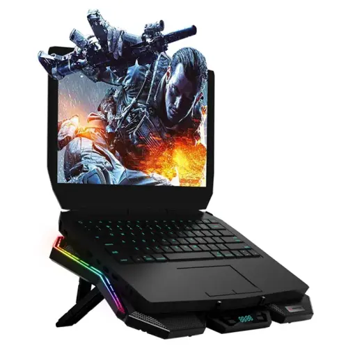Rampage AD-RX44 X-GALE 6xFan 2xUSB LCD Göstergeli RGB 10-17″ Notebook Soğutucu