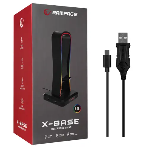 Rampage RM-H77 X-BASE 4xUSB Mouse Bungee RGB Gaming Kulaklık Standı