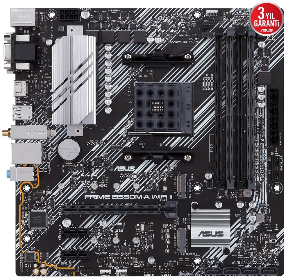 ASUS Prime B550M-A WIFI II AMD B550 Soket AM4 DDR4 4866(OC)MHz mATX Gaming (Oyuncu) Anakart