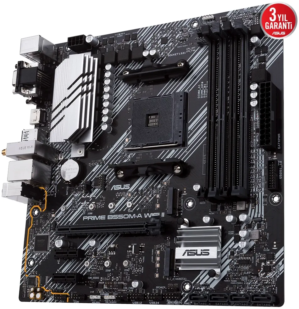 ASUS Prime B550M-A WIFI II AMD B550 Soket AM4 DDR4 4866(OC)MHz mATX Gaming (Oyuncu) Anakart