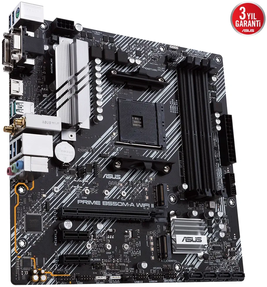 ASUS Prime B550M-A WIFI II AMD B550 Soket AM4 DDR4 4866(OC)MHz mATX Gaming (Oyuncu) Anakart
