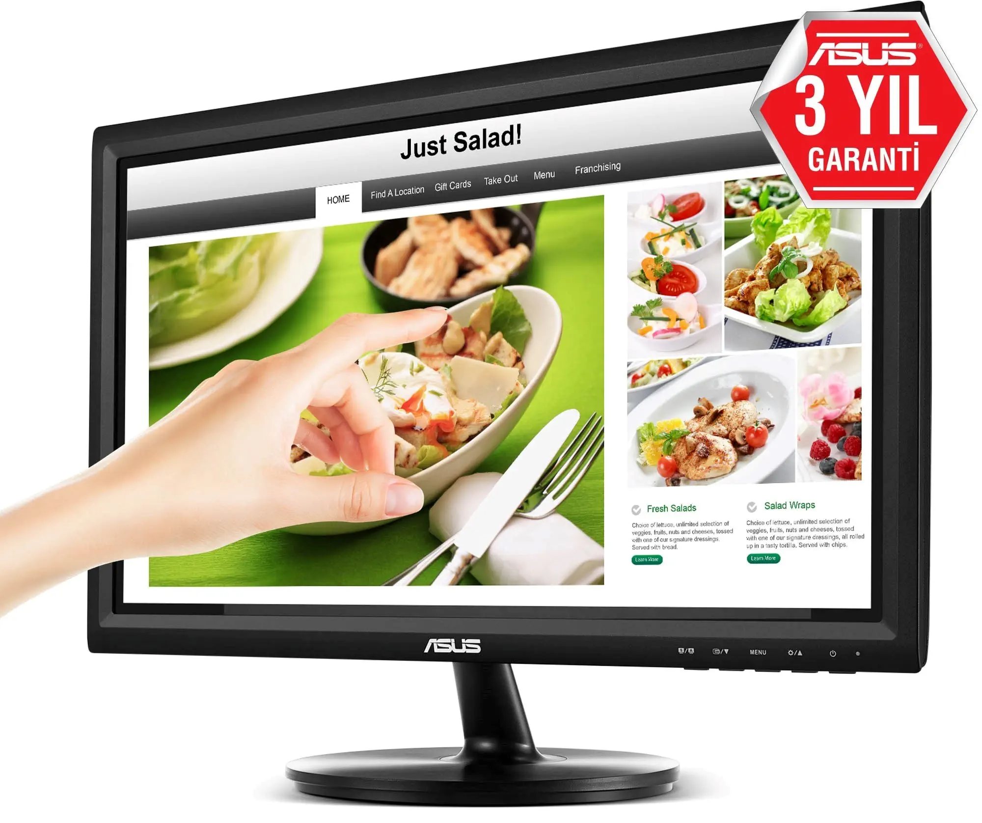 Asus VT168N 15.6″ 10ms 60Hz 10 Parmak Dokunmatik LED LCD HD Monitör