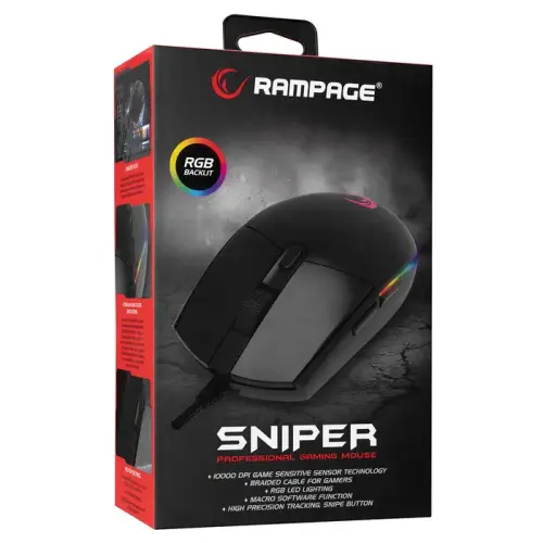 Rampage SMX-R18 SNIPER 10000 DPI 6 Tuş Optik RGB Kablolu Gaming (Oyuncu) Mouse