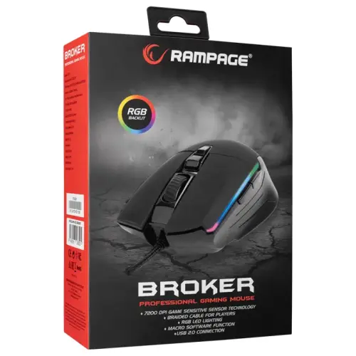 Rampage SMX-52 BROKER 7200 DPI 7 Tuş Optik RGB Kablolu Gaming (Oyuncu) Mouse