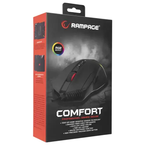 Rampage SMX-G39 COMFORT 7200 DPI 8 Tuş Optik RGB Kablolu Gaming (Oyuncu) Mouse