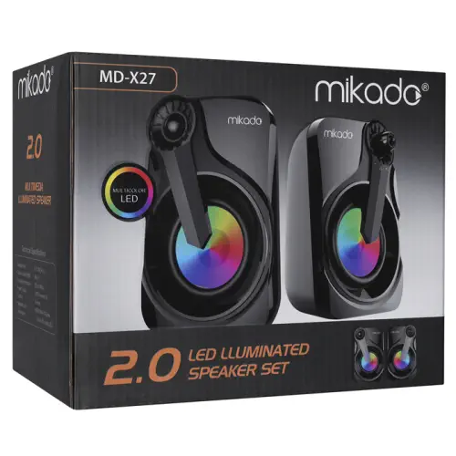 Mikado MD-X27 2.0 Multimedya 3Wx2 5V USB LED Siyah Gaming Speaker