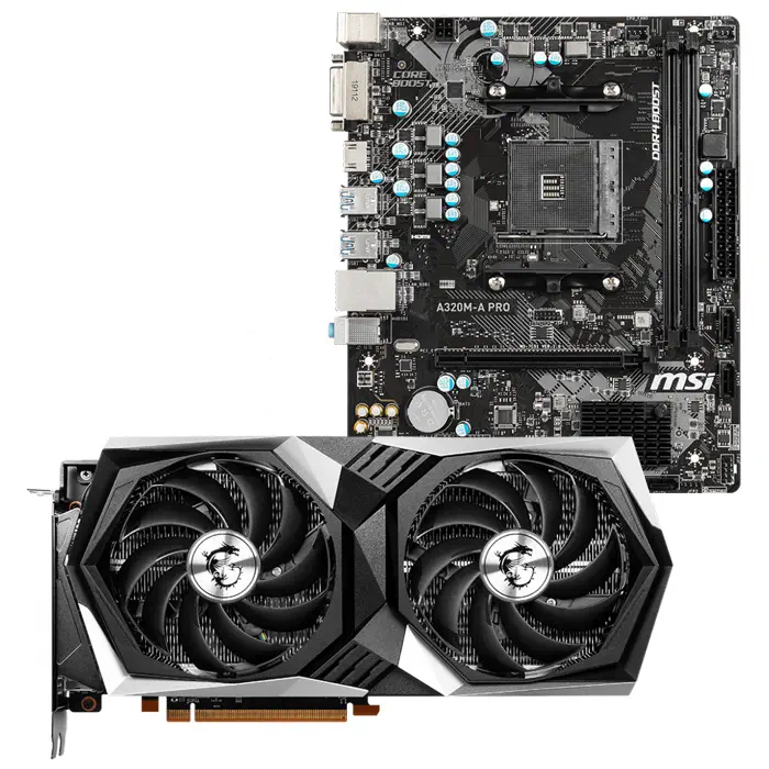 MSI Radeon RX 6600 XT GAMING X 8G 8GB GDDR6 128Bit DX12 Ekran Kartı + MSI A320M-A Pro AMD A320 Soket AM4 DDR4 3200(OC)MHz mATX Anakart Bundle