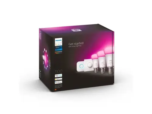 Philips HueWCA 9-75W Renkli Akıllı Başlangıç Seti 3`lü Akıllı Butonlu E27 Bluetooth Özellikli - 929002468803