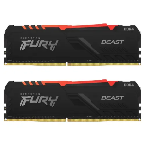 Kingston Fury Beast RGB KF432C16BBAK2/64 64GB (2x32GB) DDR4 3200MHz CL16 Siyah Gaming Ram (Bellek)