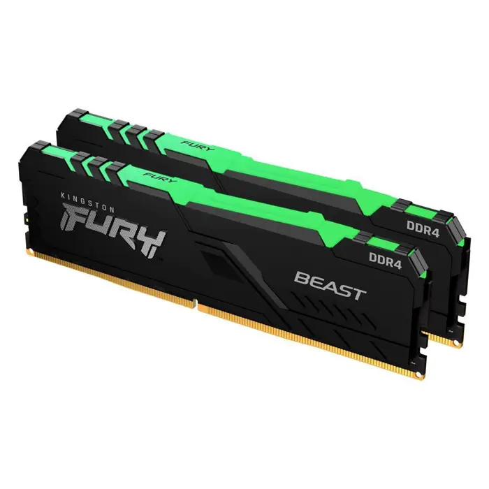 Kingston Fury Beast RGB KF436C18BBAK2/32 32GB (2x16GB) DDR4 3600MHz CL18 Siyah Gaming Ram (Bellek)