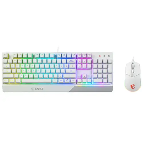 MSI Vigor GK30 Combo White RGB USB Beyaz Kablolu Gaming Klavye Mouse Set (Vigor GK30 White + Clutch GM11 White)