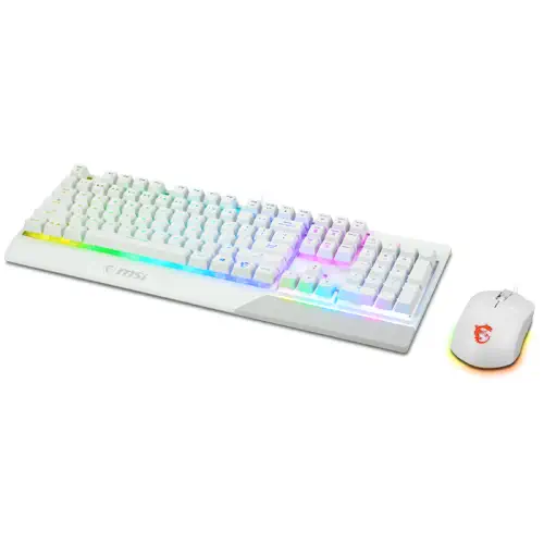 MSI Vigor GK30 Combo White RGB USB Beyaz Kablolu Gaming Klavye Mouse Set (Vigor GK30 White + Clutch GM11 White)