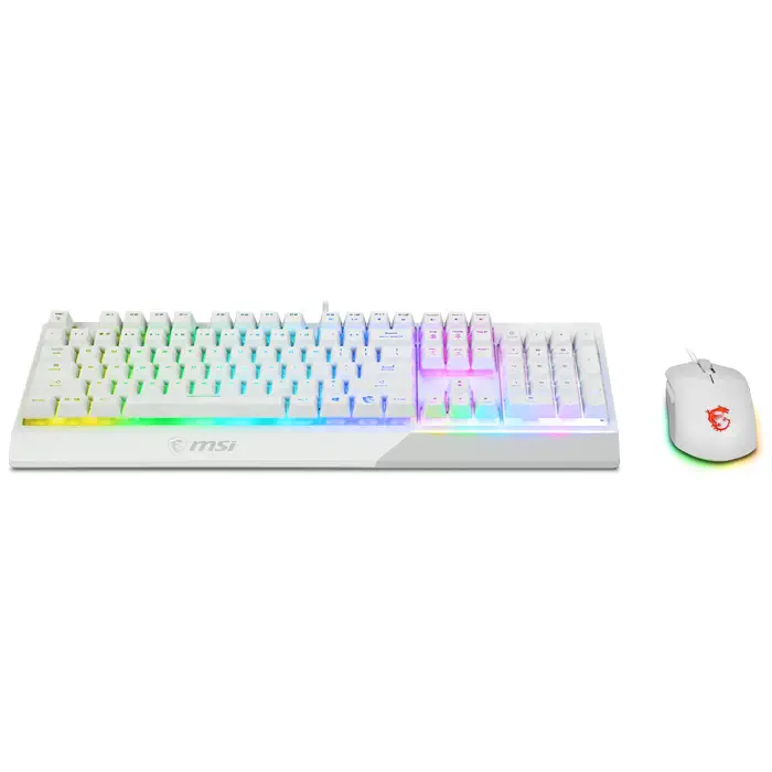 MSI Vigor GK30 Combo White RGB USB Beyaz Kablolu Gaming Klavye Mouse Set (Vigor GK30 White + Clutch GM11 White)