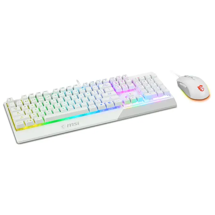 MSI Vigor GK30 Combo White RGB USB Beyaz Kablolu Gaming Klavye Mouse Set (Vigor GK30 White + Clutch GM11 White)