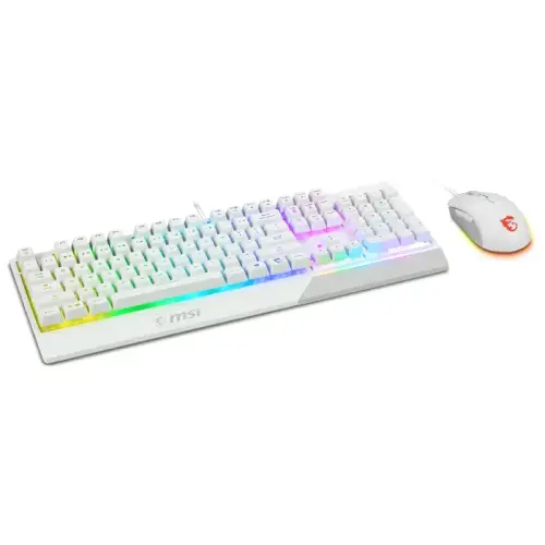 MSI Vigor GK30 Combo White RGB USB Beyaz Kablolu Gaming Klavye Mouse Set (Vigor GK30 White + Clutch GM11 White)