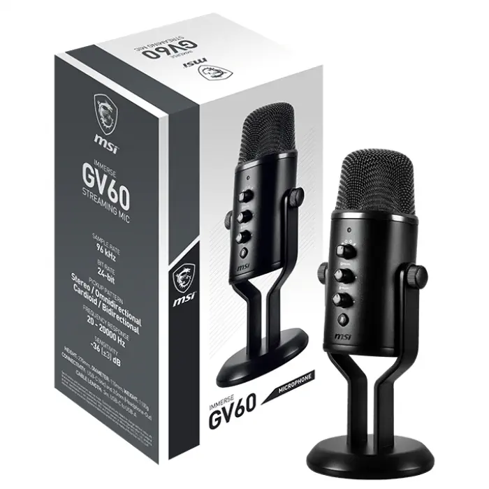 MSI Immerse GV60 Streaming Mic Siyah Profesyonel Oyun ve Yayıncı Mikrofonu