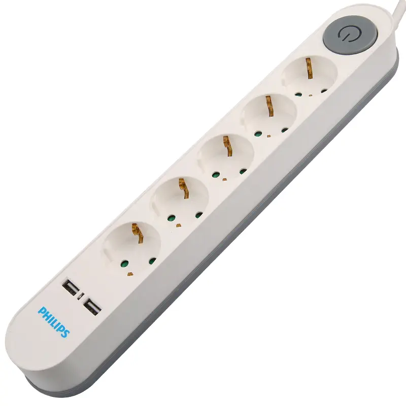 Philips SPS1153A/51 5`li 2 USB Anahtarlı Akım Korumalı Priz