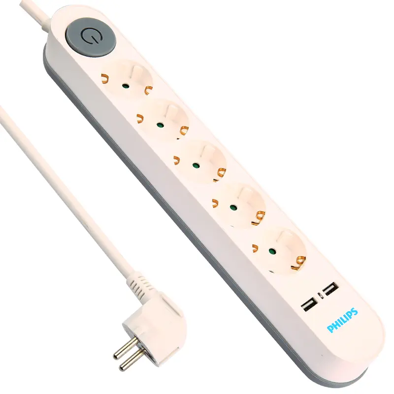 Philips SPS1153A/51 5`li 2 USB Anahtarlı Akım Korumalı Priz