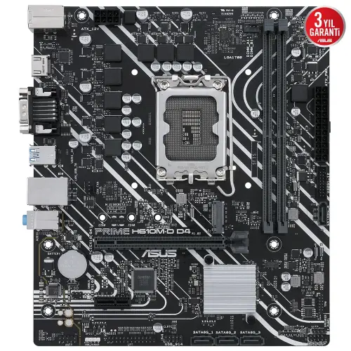 ASUS Prime H610M-D D4 Intel H610 Soket 1700 DDR4 3200MHz mATX Gaming (Oyuncu) Anakart