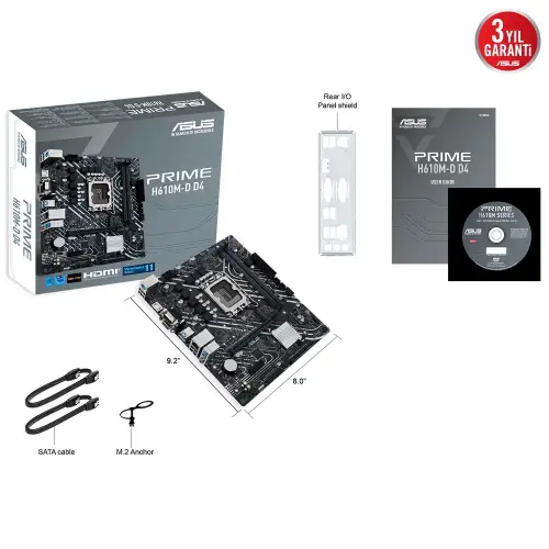 Asus Prime H610M-D D4 Intel H610 Soket 1700 DDR4 3200MHz mATX Gaming (Oyuncu) Anakart