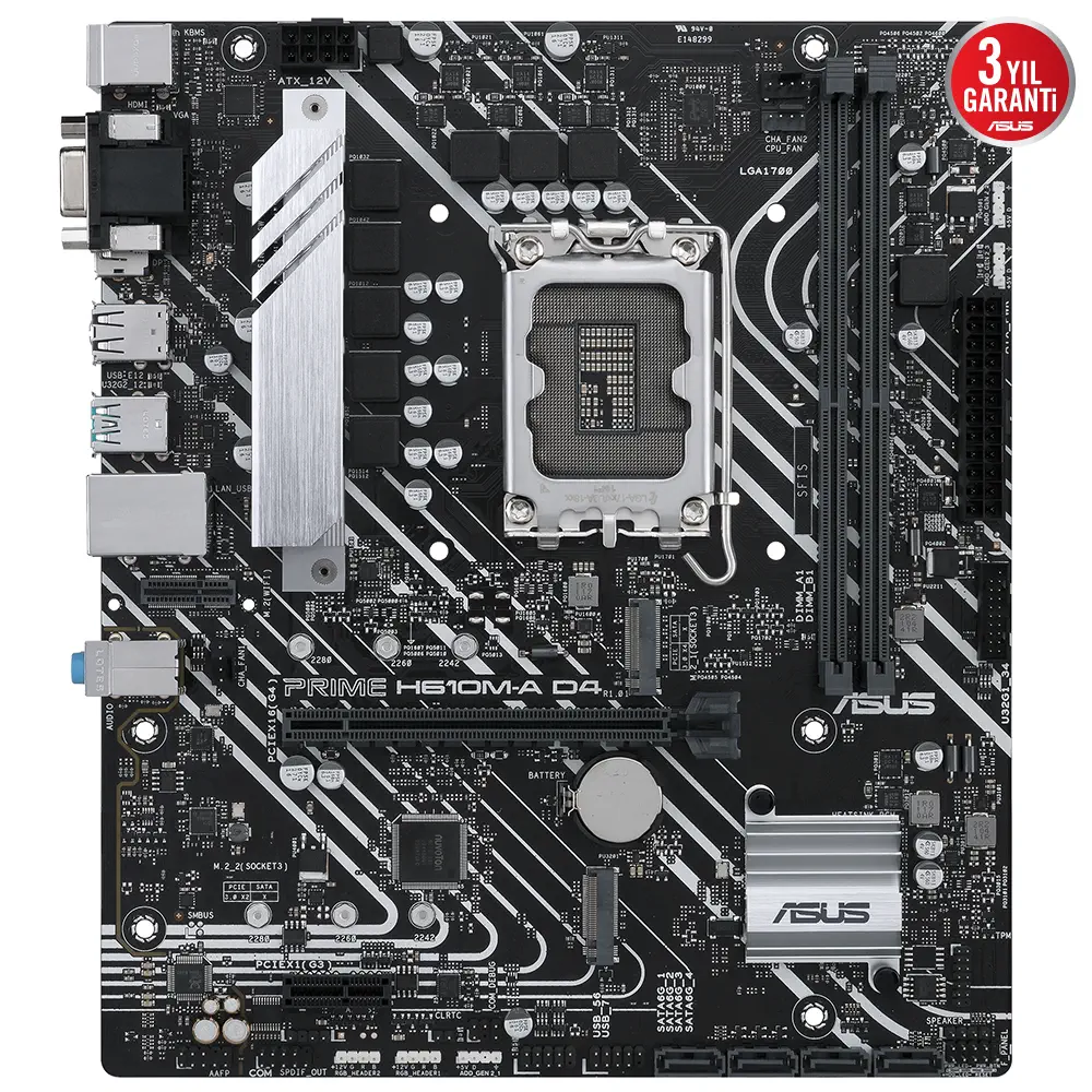 ASUS Prime H610M-A D4 Intel H610 Soket 1700 DDR4 3200MHz mATX Gaming (Oyuncu) Anakart