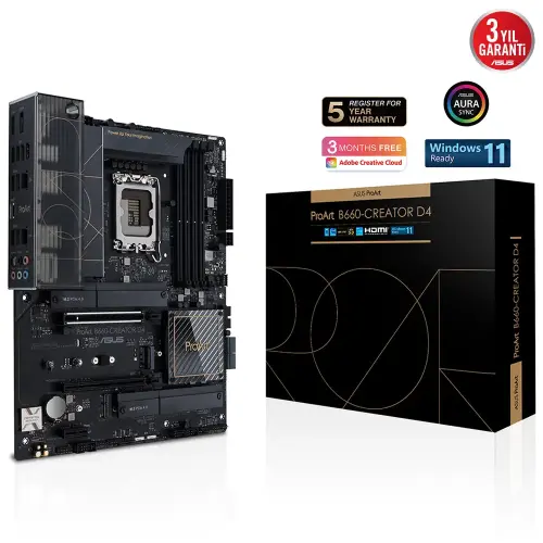 ASUS ProArt B660-Creator D4 Intel B660 Soket 1700 DDR4 5333(OC)MHz ATX Anakart