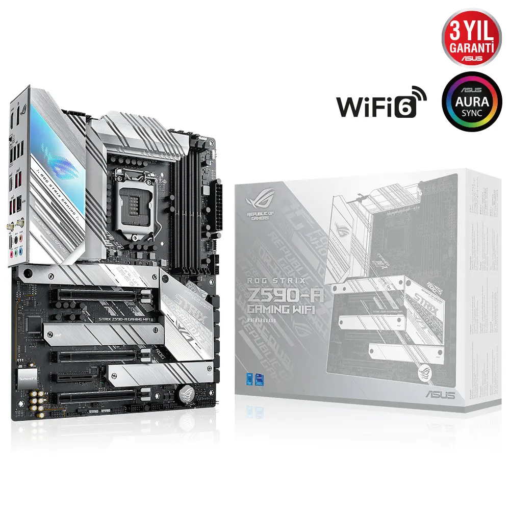 Asus ROG Strix Z590-A Gaming WIFI Intel Z590 Soket 1200 DDR4 5333(OC)MHz ATX Gaming (Oyuncu) Anakart