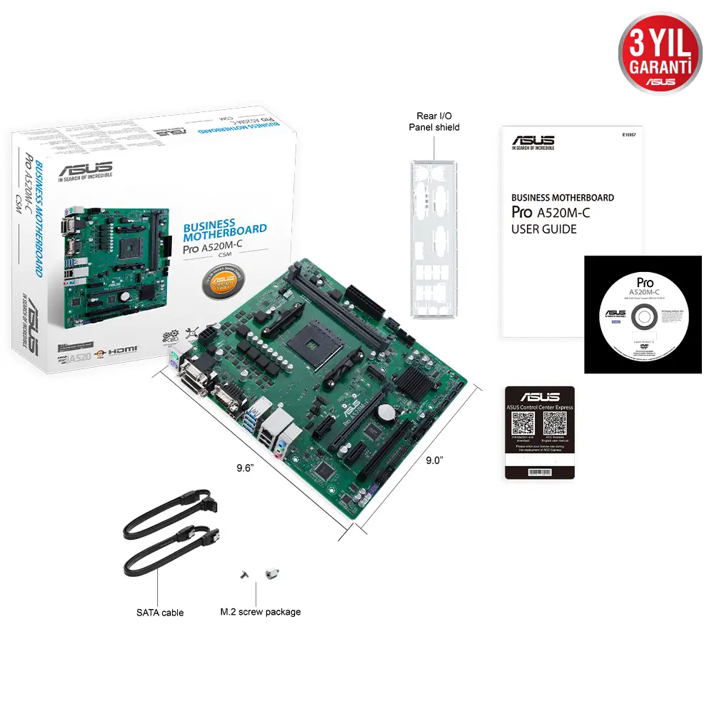 ASUS Pro A520M-C/CSM AMD A520 Soket AM4 DDR4 4866(OC)MHz mATX Anakart
