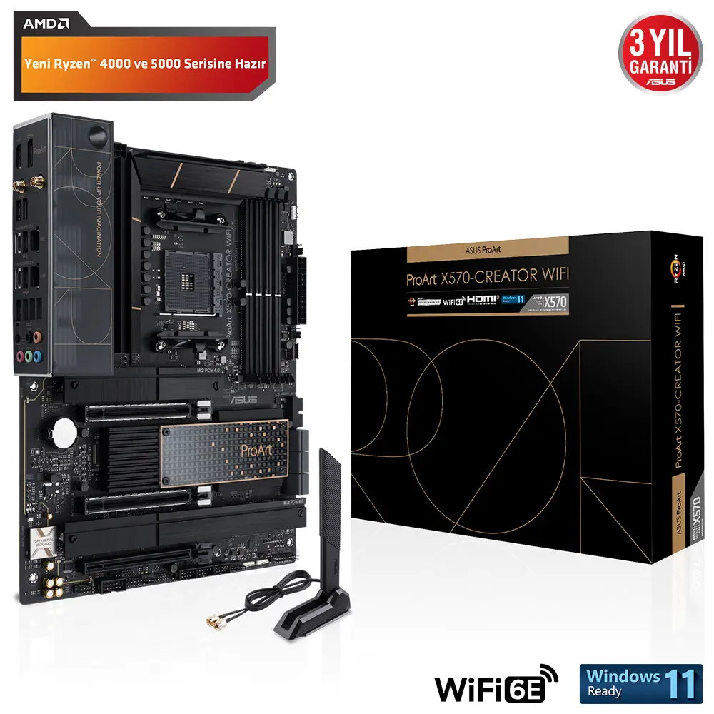 Asus ProArt X570-Creator WiFi AMD X570 Soket AM4 DDR4 5100(OC)MHz ATX Anakart