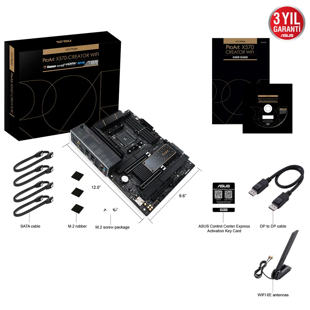 Asus ProArt X570-Creator WiFi AMD X570 Soket AM4 DDR4 5100(OC)MHz ATX Anakart