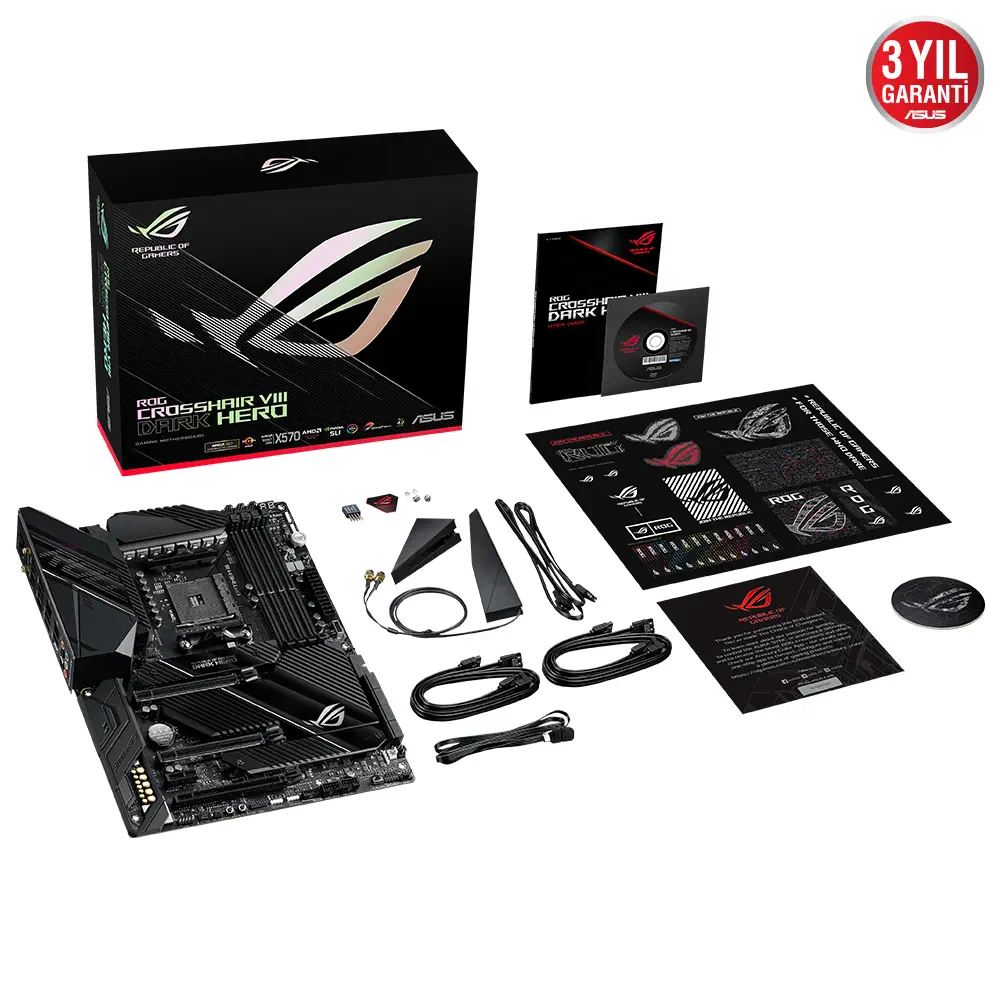 ASUS ROG Crosshair VIII Dark Hero AMD X570 Soket AM4 DDR4 5100(OC)MHz WI-FI ATX Gaming (Oyuncu) Anakart