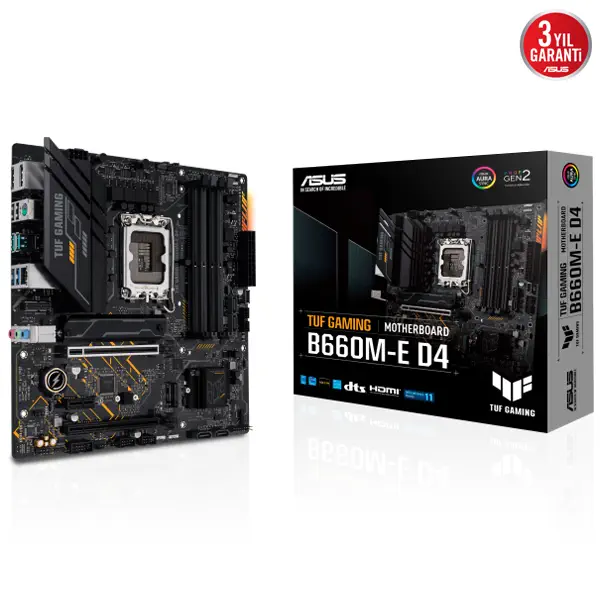 ASUS TUF Gaming B660M-E D4 Intel B660 Soket 1700 DDR4 5333(OC)MHz mATX Gaming (Oyuncu) Anakart