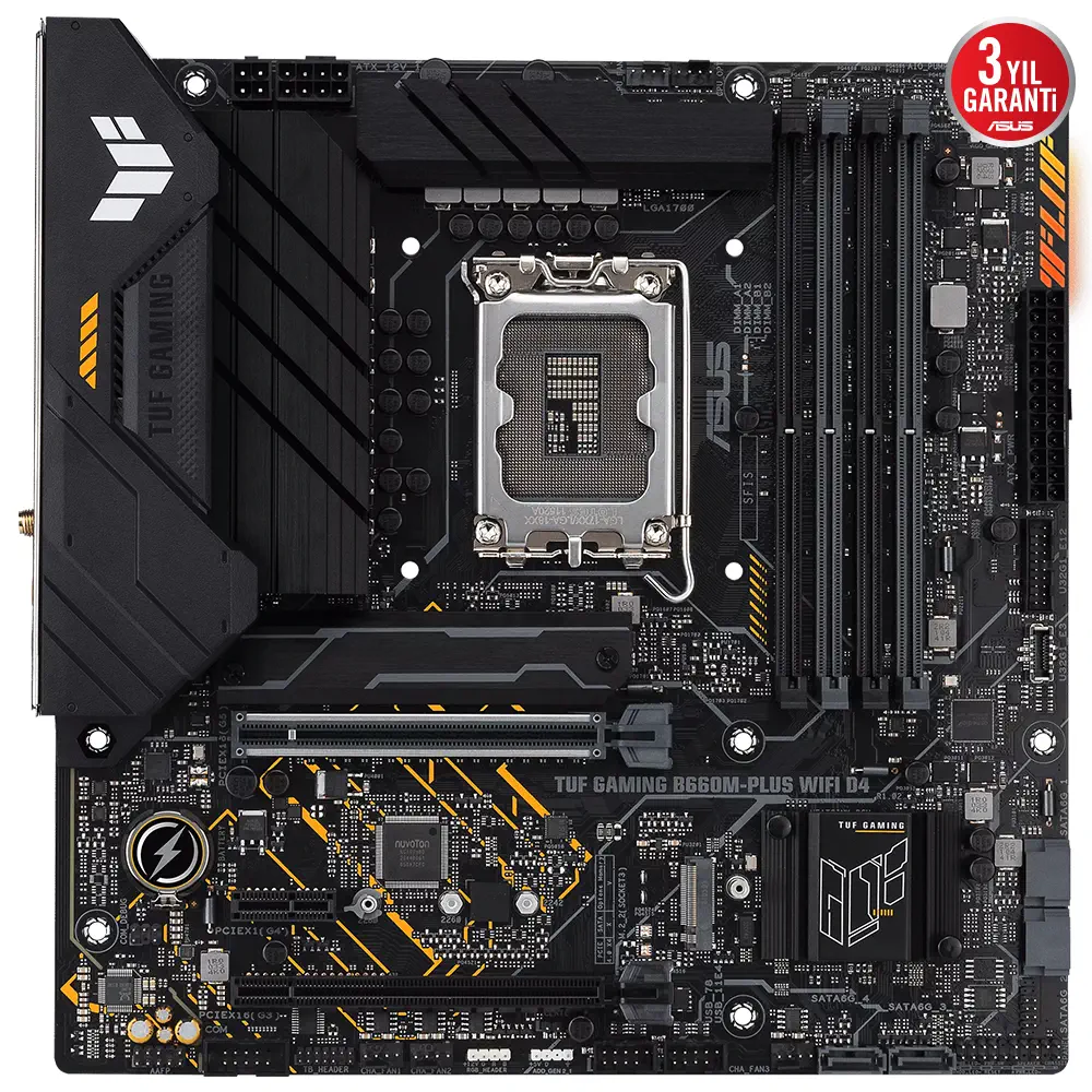 ASUS TUF Gaming B660M-Plus WIFI D4 Intel B660 Soket 1700 DDR4 5333(OC)MHz mATX Gaming (Oyuncu) Anakart