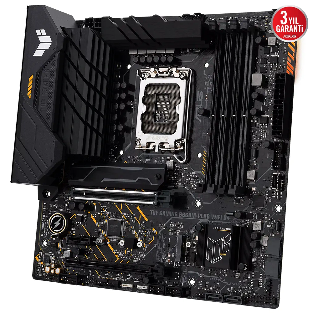 ASUS TUF Gaming B660M-Plus WIFI D4 Intel B660 Soket 1700 DDR4 5333(OC)MHz mATX Gaming (Oyuncu) Anakart