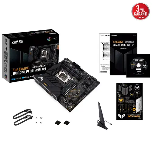 ASUS TUF Gaming B660M-Plus WIFI D4 Intel B660 Soket 1700 DDR4 5333(OC)MHz mATX Gaming (Oyuncu) Anakart
