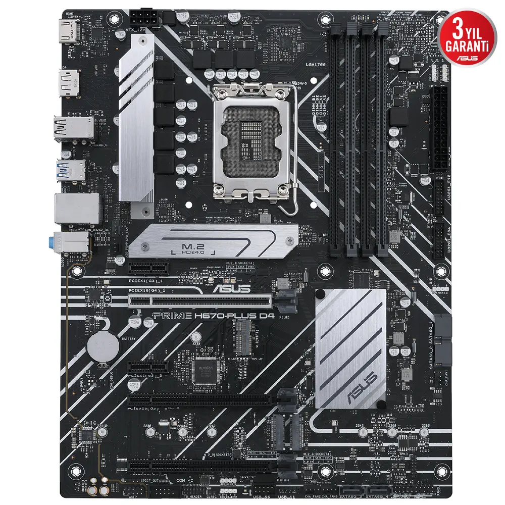 Asus Prime H670-Plus D4 Intel H670 Soket 1700 DDR4 5066(OC)MHz ATX Gaming (Oyuncu) Anakart