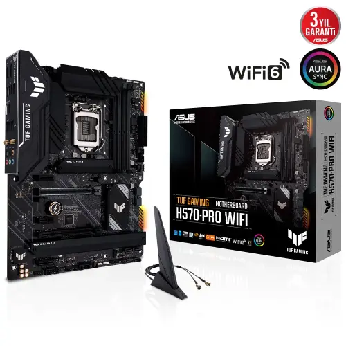Asus TUF Gaming H570-PRO WIFI Intel H570 Soket 1200 DDR4 5000(OC)MHz ATX Gaming (Oyuncu) Anakart