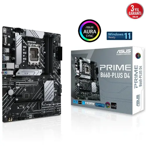 Asus Prime B660-Plus D4 Intel B660 Soket 1700 DDR4 5066(OC)MHz ATX Gaming (Oyuncu) Anakart
