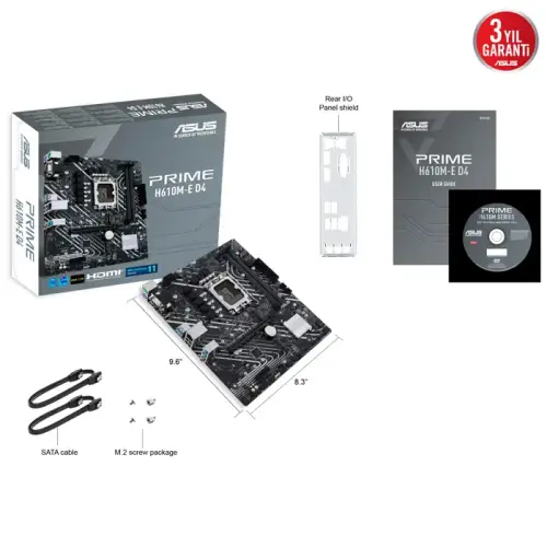 ASUS Prime H610M-E D4 Intel H610 Soket 1700 DDR4 3200MHz mATX Gaming (Oyuncu) Anakart