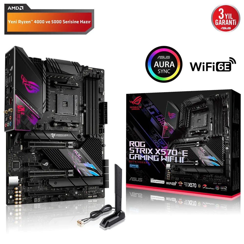 Asus ROG Strix X570-E Gaming WIFI II AMD X570 Soket AM4 DDR4 5100(OC)MHz ATX Gaming (Oyuncu) Anakart